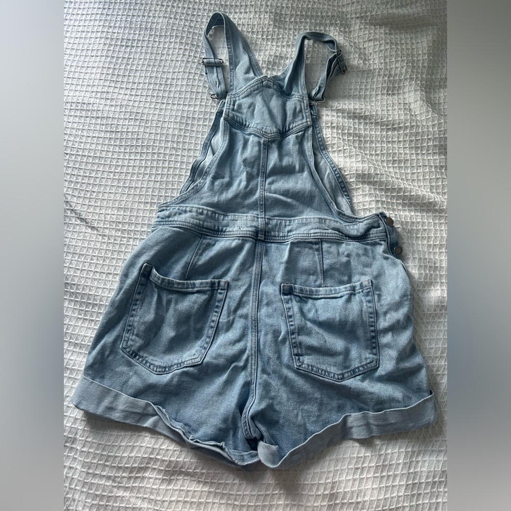 Hollister Light Blue Jean Short Overalls